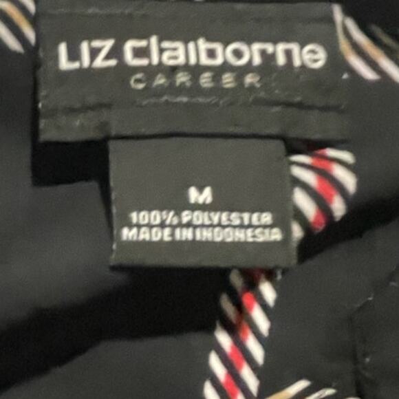 Liz Claiborne Womens M Blouse Plaid Career Top Keyhole Back Holiday Corpcore EUC - Picture 5 of 5